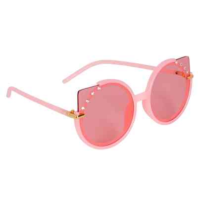 Детские солнцезащитные очки Lukky Fashion "Котячі очі" з вушками, оздоблені стразами, рожеві (T22452) Винница