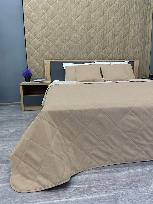 Покрывало стеганое Decorator Sparta Diamond ромб 130х220 см бежевый (85-043) Киев - изображение 5