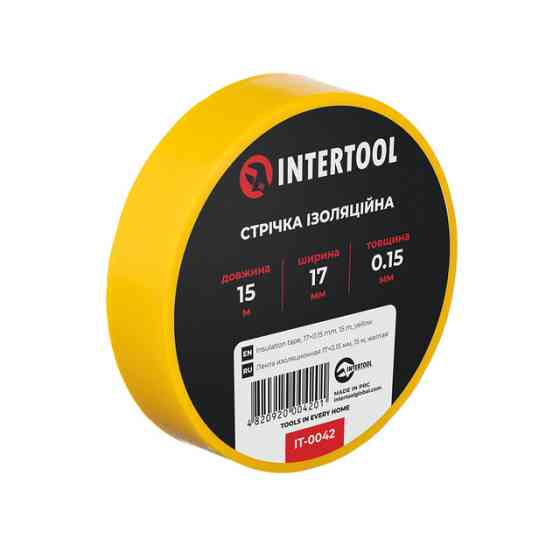Стрічка ізоляційна 0.15мм*17мм*15м жовта INTERTOOL IT-0042 Киев