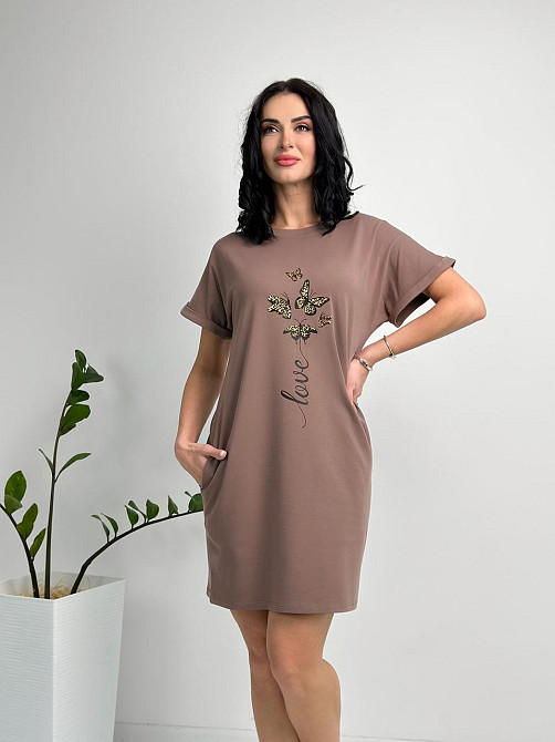 Летнее платье мини с принтом Glide 50-52, Мокко Киев - изображение 1