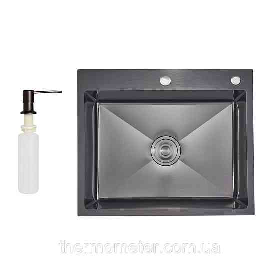 Lidz Handmade H6050HB Мойка для кухни интегрированная Decor Black PVD Honeycomb 2,5/0,5 мм LDH6050BDECPVD48371 Киев