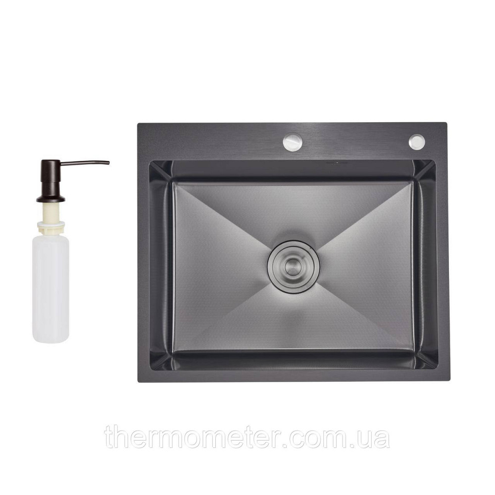 Lidz Handmade H6050HB Мойка для кухни интегрированная Decor Black PVD Honeycomb 2,5/0,5 мм LDH6050BDECPVD48371 Киев - изображение 1