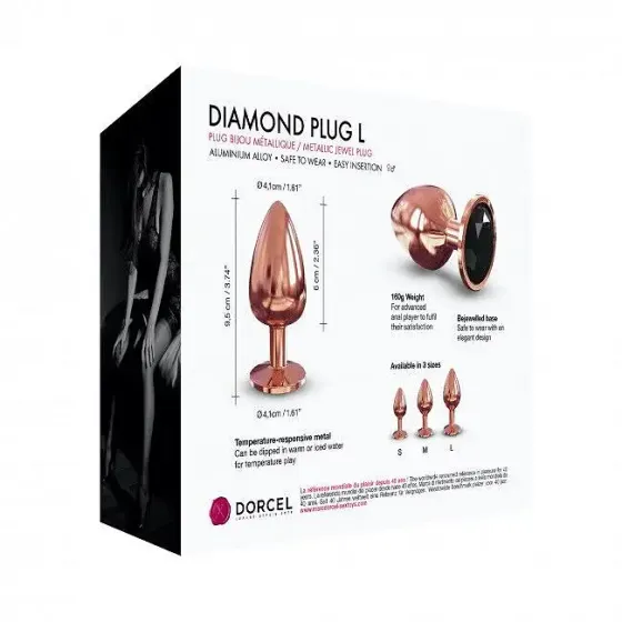 Металева анальна пробка із прикрасою у вигляді кристалу Dorcel - Diamond Plug Rose Gold L Львів