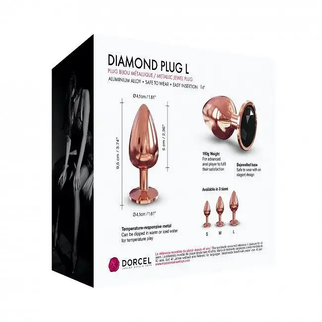 Металева анальна пробка із прикрасою у вигляді кристалу Dorcel - Diamond Plug Rose Gold L Львів - фото 6