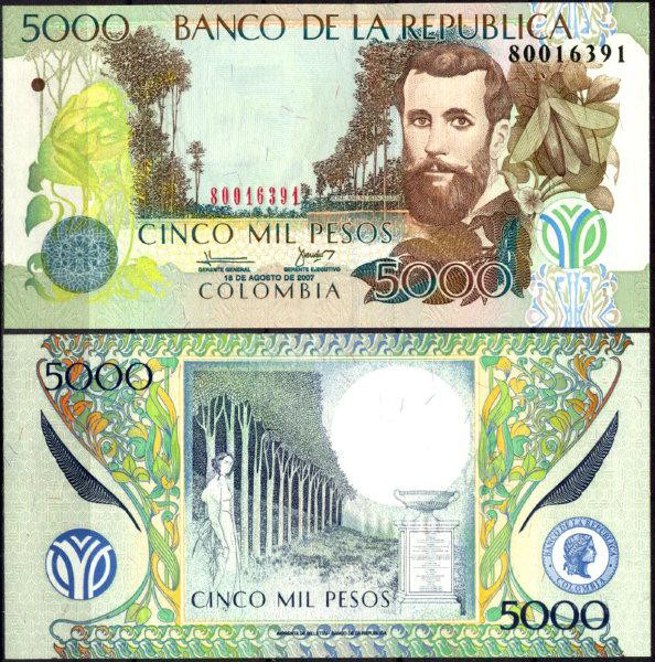 Колумбія / Colombia 5000 pesos 2012 Pick 452 UNC Полтава - фото 1