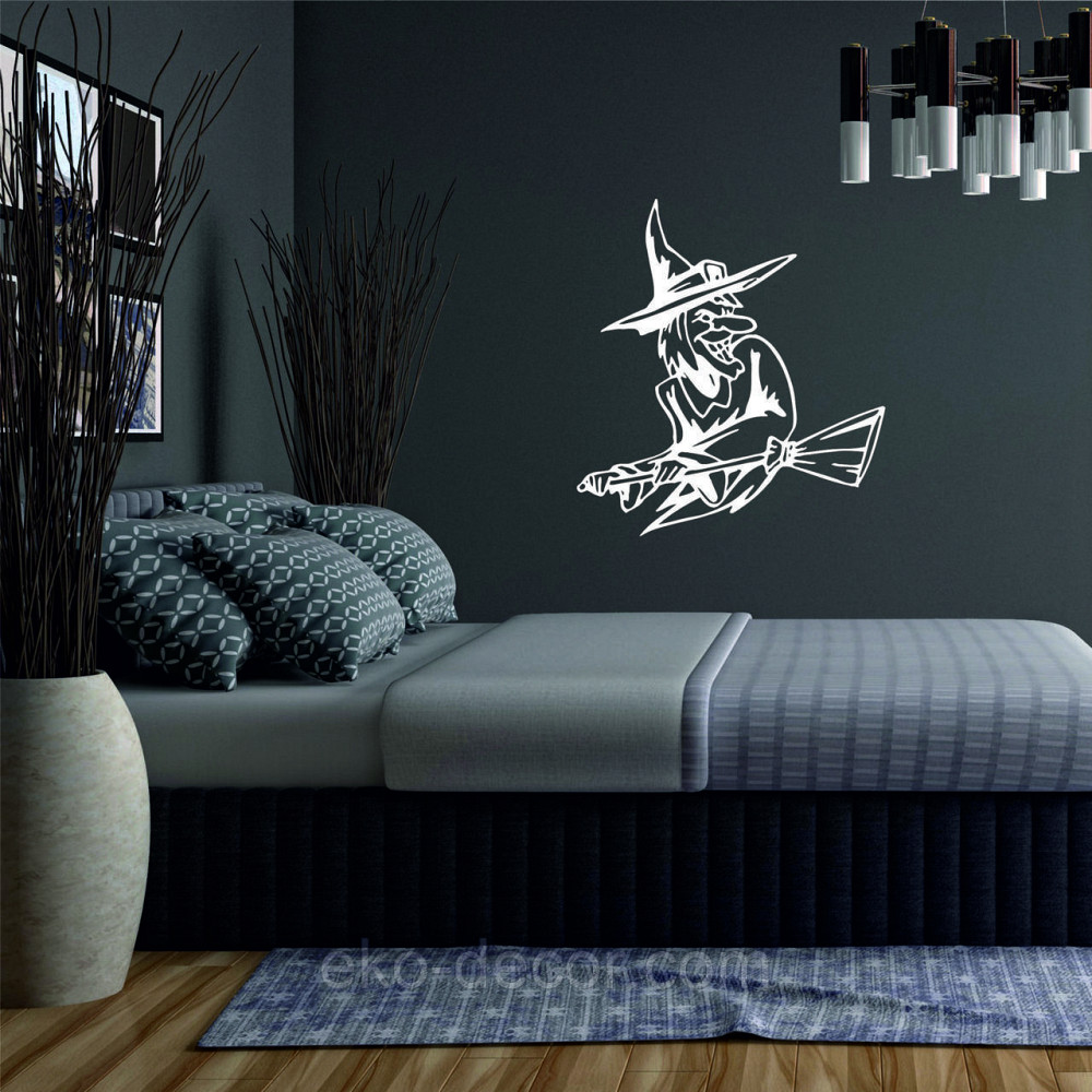 Декоративное настенное Панно «Ведьма с метлой», Декор на стену 90*82 см, Белый Киев - изображение 3