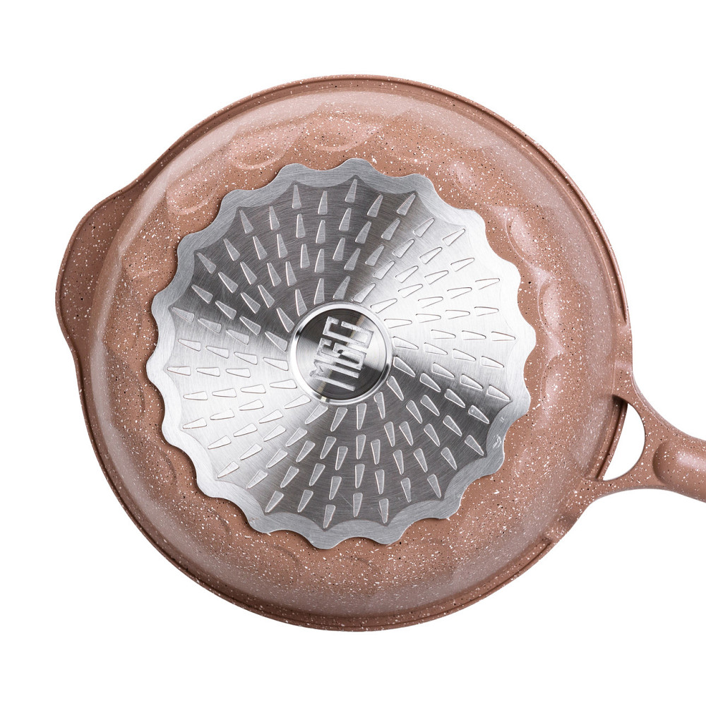 Алюмінієвий сотейник 4,3 л мармуровий з антипригарним покриттям Ø 28 см бежевий MGC HP-4-437CO Коломия - фото 3