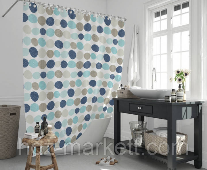 Тканевая шторка для душа Jackline 180 х 200 см Турция круги Харьков - изображение 1