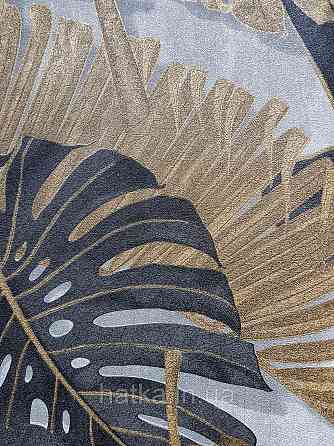 Шпалери вініл на флізеліні гарячого тиснення DU&KA Natura1.06х10 листя монстери пальми чорні золотисті Київ
