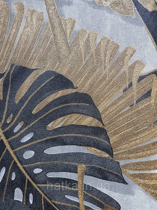 Шпалери вініл на флізеліні гарячого тиснення DU&KA Natura1.06х10 листя монстери пальми чорні золотисті Київ - фото 3