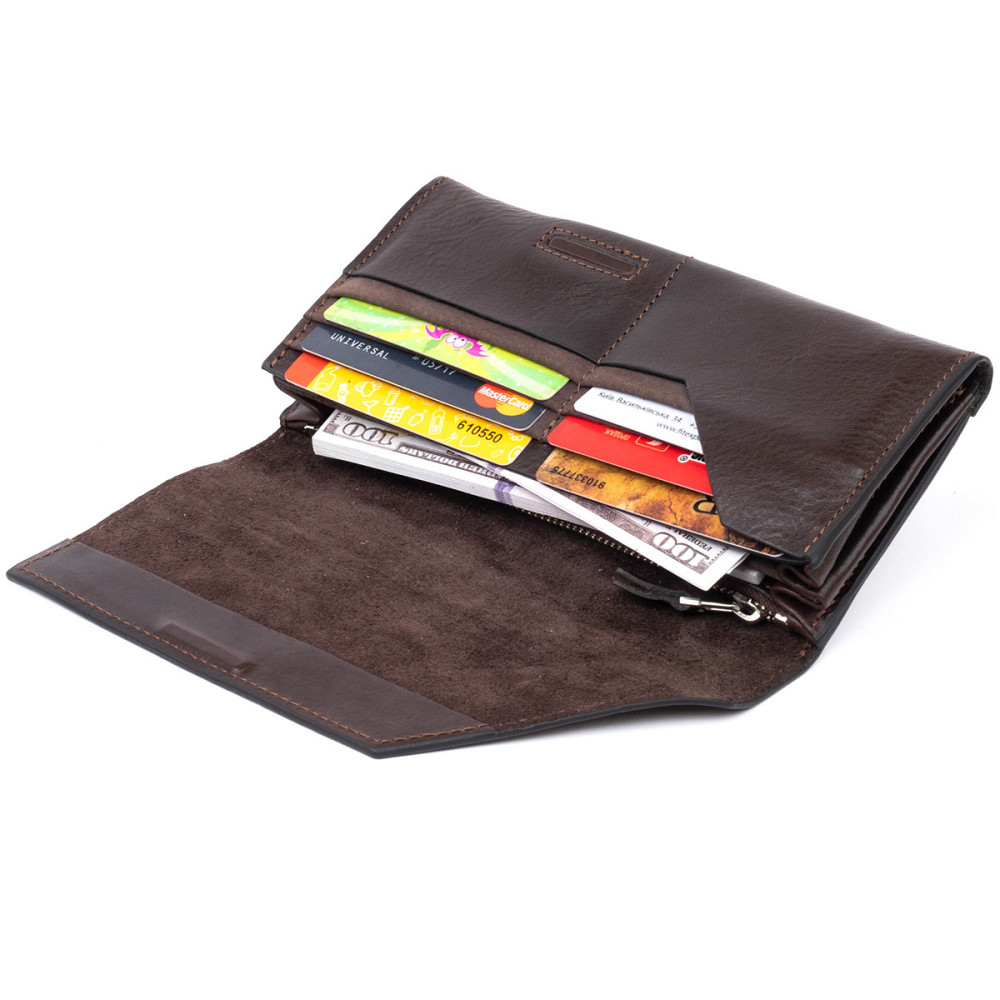 Горизонтальний клатч глянсовий на магніті GRANDE PELLE 11317 Шоколадний Київ - фото 6