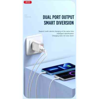 Зарядний пристрій XO L95 (2USB/2.4A) + USB - Lightning White (XO-L95-L) Вінниця