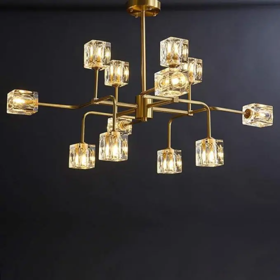 Светодиодная люстра Рубик 8913 (Золотистая) на 12 плафонов Винница