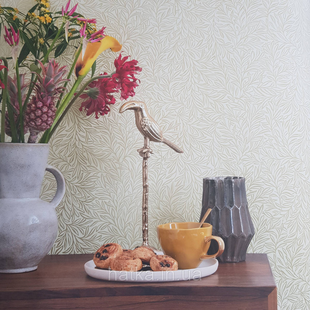 Обои флизелиновые экологически чистые Rasch Salisbury 0.53х10 листья ветки маленькие золотистые на песочном Киев - изображение 1