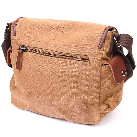 Функціональна чоловіча сумка з клапаном із текстилю 21249 Vintage Коричнева Київ
