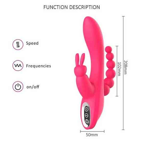 Вагінально-анальний вібратор Super Rebbit 3в1 12 режимів Фуксія Вінниця