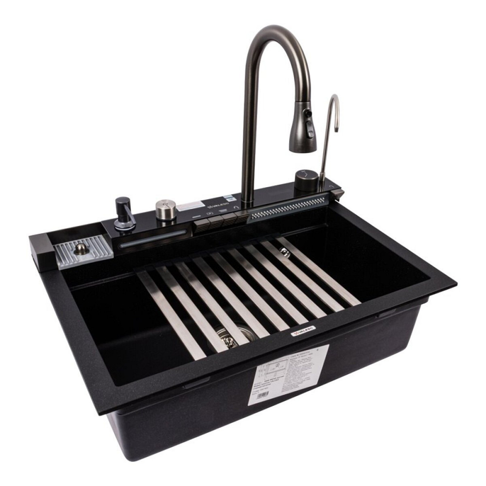 VALESO Гранітна мийка VALESO IRENA 6846 матова Чорний металік Киев - изображение 3