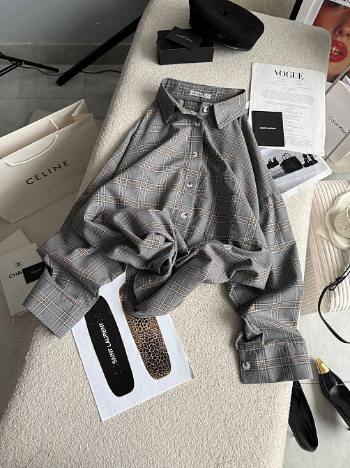 Жіноча трендова сорочка в карту батал турецька фланель Сірий Одеса - фото 2