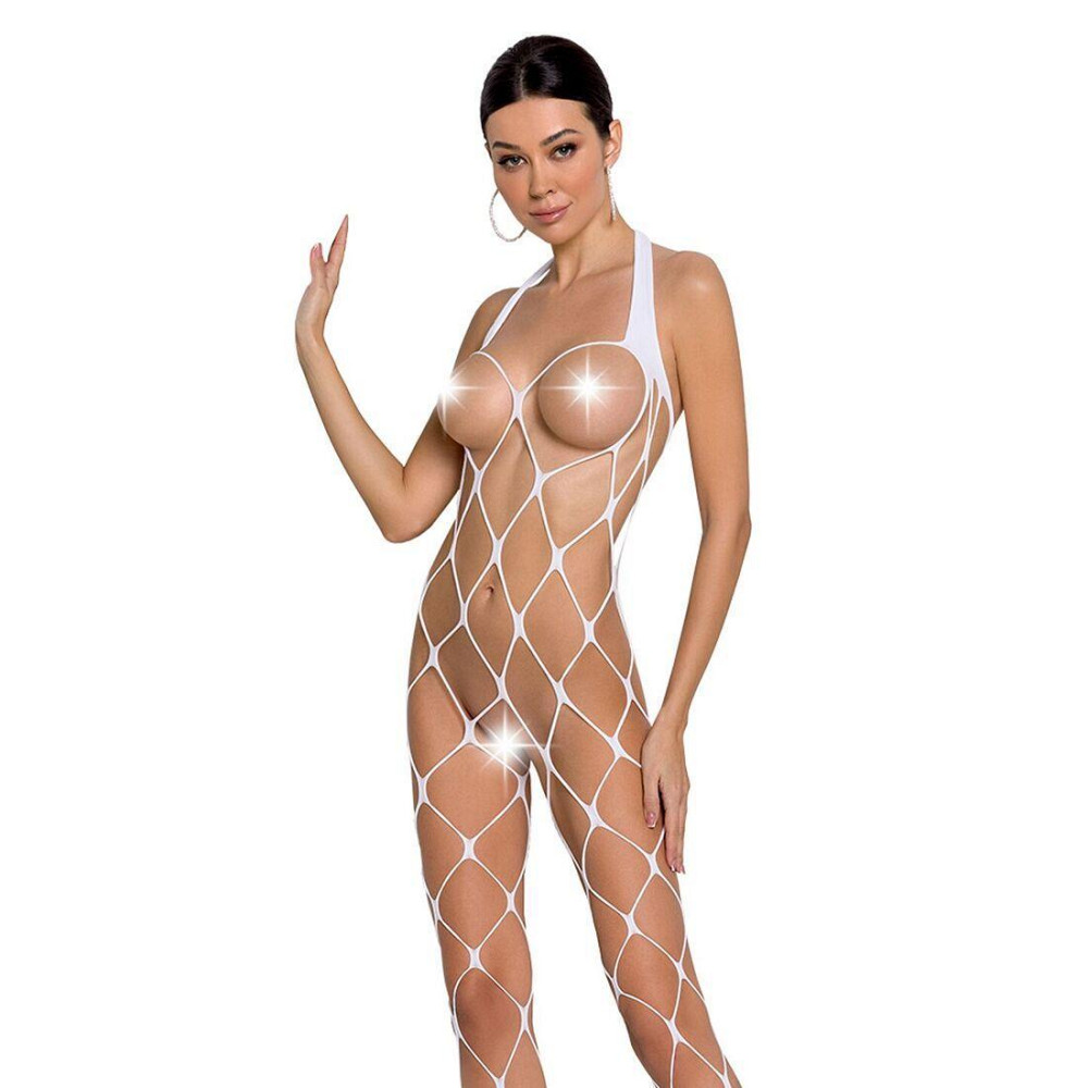 Бодістокінг у дуже велику сітку Passion BS091 white, з доступом Sex Aura Київ - фото 1