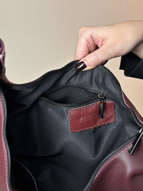 Сумка женская кожаная большая бордовая, базовая сумка, стильная сумка шопер, мяграя сумка на плечеMasterSem Киев - изображение 9