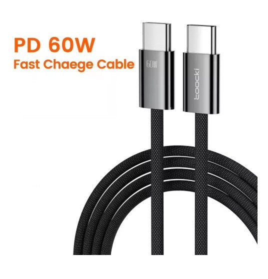 Кабель для швидкого заряджання та передачі даних Toocki 60W USB Type-C to USB Type-C 1 м Чорний Запоріжжя - фото 2