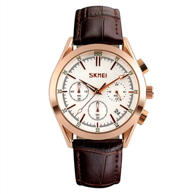 Чоловічий годинник Skmei Prestige 9127 класичний Коричневий Вінниця - фото 3