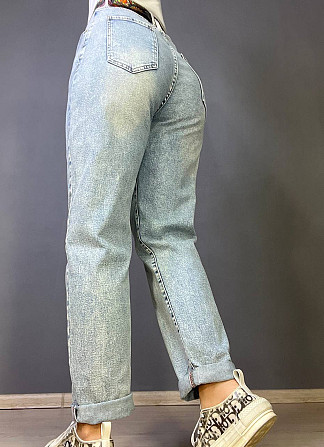 Джинси жіночі Dicesil 9160 Mom jeans comfort висока талія стрейчеві кольровий ремінь світло блакитні Одеса - фото 6