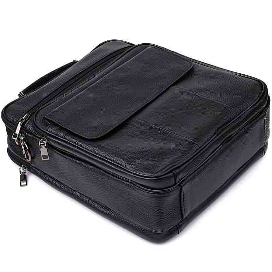 Містка чоловіча сумка з ручкою для перенесення в руці з натуральної шкіри Vintage 23023 Чорний Київ