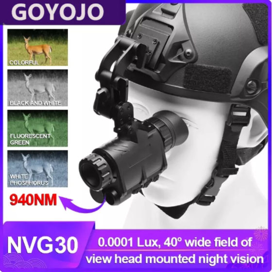 Комплект - монокуляр ночного видения NVG30 Wi-Fi 940nm + шлем (ABS-пластик) + крепления (Черный) Винница