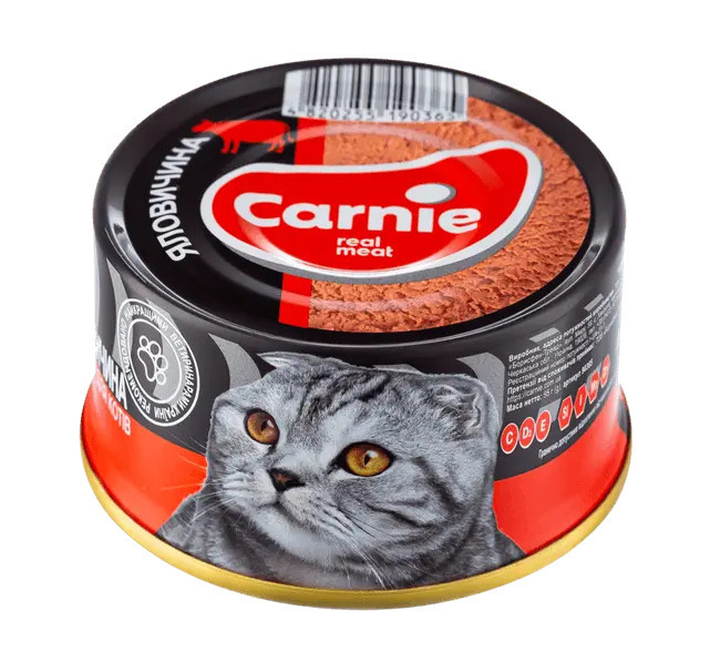 Мясной паштет для кошек Карни Carnie консервы для кошек с говядиной 100 г Винница - изображение 1