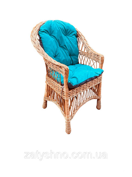 Крісло плтеное из лозы с подушкой голубой Киев - изображение 1