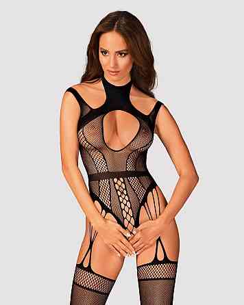 (SALE) Ажурный бодистокинг с отверстиями Obsessive Bodystocking G327 black S/M/L, черный, комбинезон, с дос Sex Aura Киев