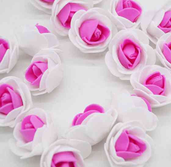 Головки квітів для рукоділля 50 штук 3 см біло-малиновий Київ