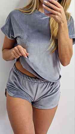 Піжама жіноча футболка+ шорти з плюшевого велюру XL Сірий Харків