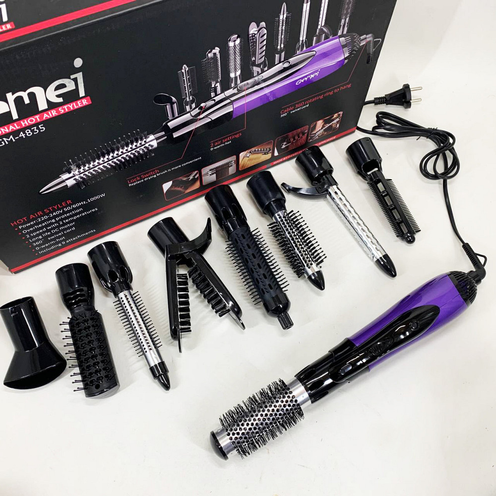 Фен для укладки локонов, Многофункциональный стайлер для волос Фен-щетка волос с концентратором DS-44 Львов - изображение 6