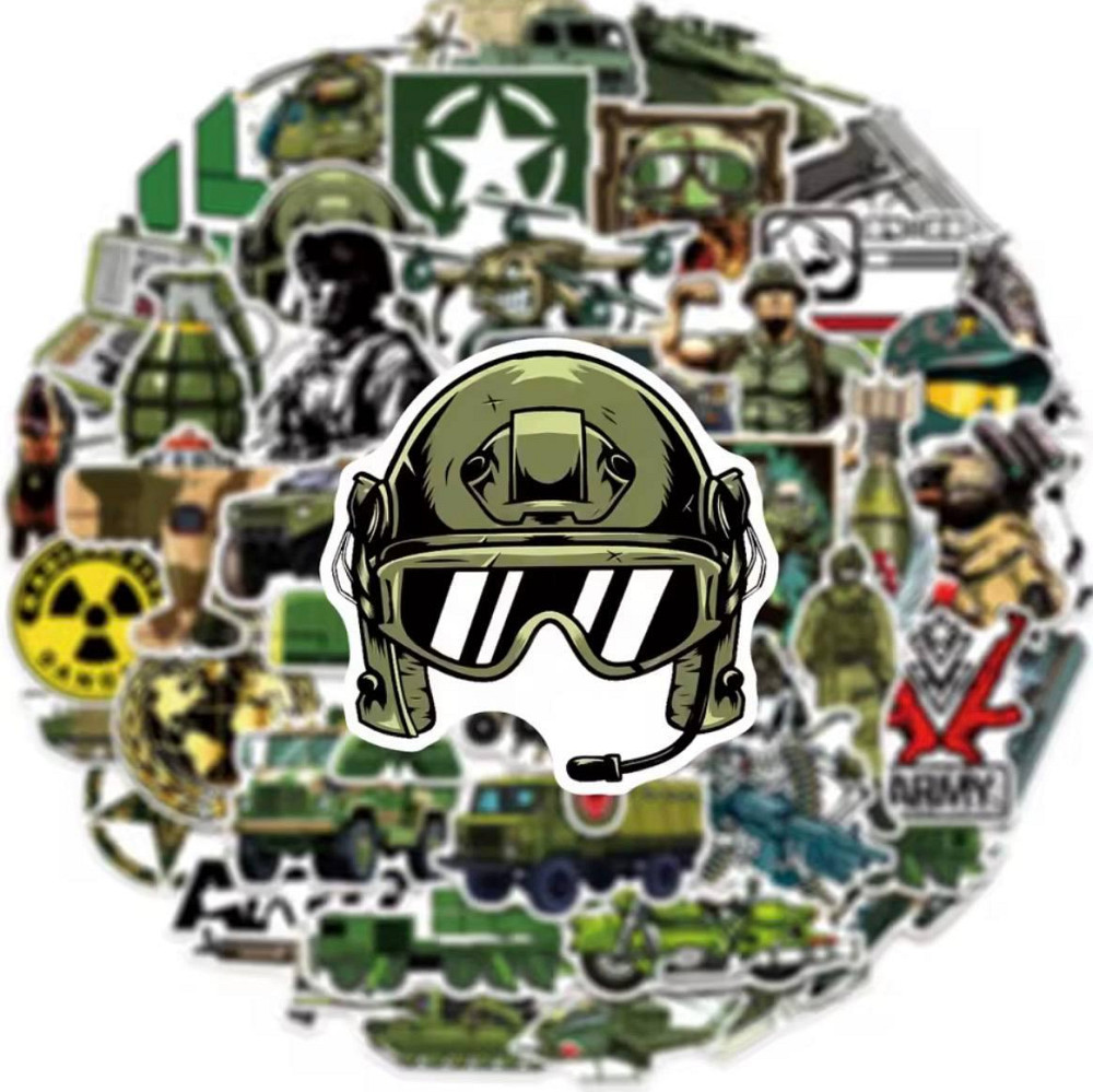 Набор виниловых наклеек 50 шт Army Military Sticker Pack военная техника солдаты самолеты танки Киев - изображение 3