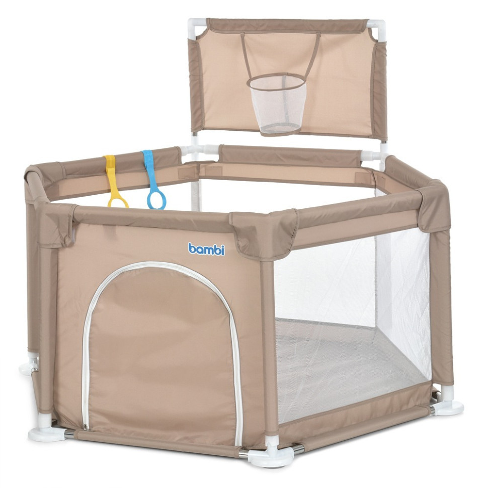 Детский манеж MR 1340-BG, бежевый, с баскетбольным кольцом Винница - изображение 1