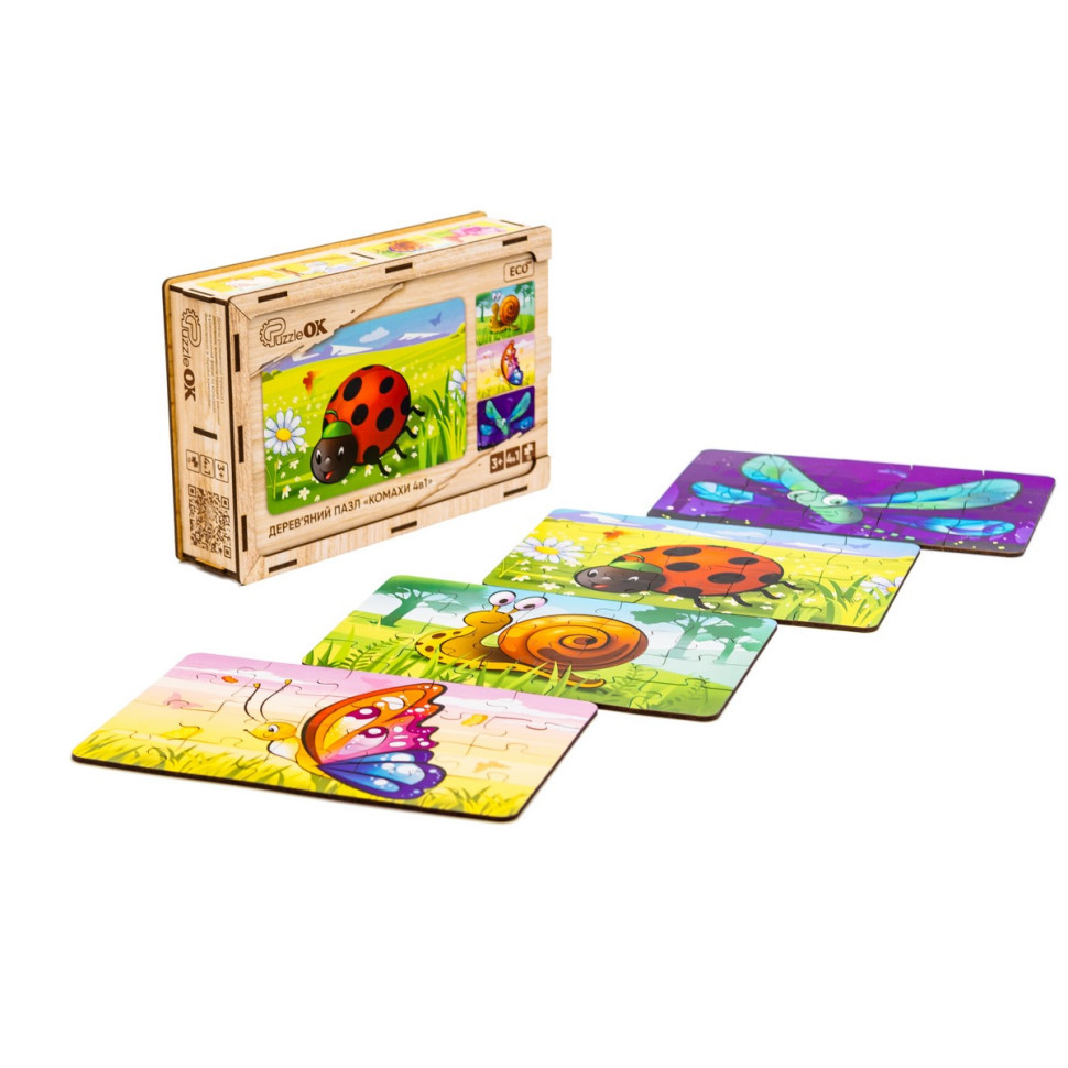 Дерев’яний дитячий пазл 4в1 "Комахи" Puz-59557, 80 елементів Вінниця - фото 4