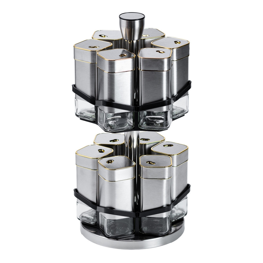 Набір спецій на підставці, 12 баночок, хром із золотом Київ - фото 7