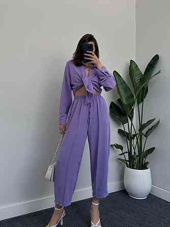 Жіночий легкий брючний костюм-двійка: сорочка та штани американський креп Лаванда, 42/44 Одеса