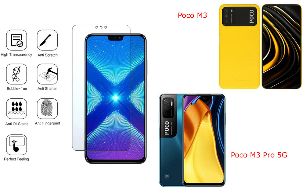 Защитное стекло NeoGlass для Poco M3, Poco M3 Pro 5G – ультрапрозрачное и устойчивое Киев - изображение 4