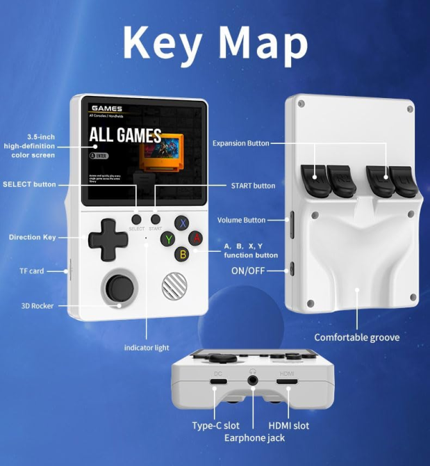 Портативная игровая консоль GB350 Retro White: 3.5