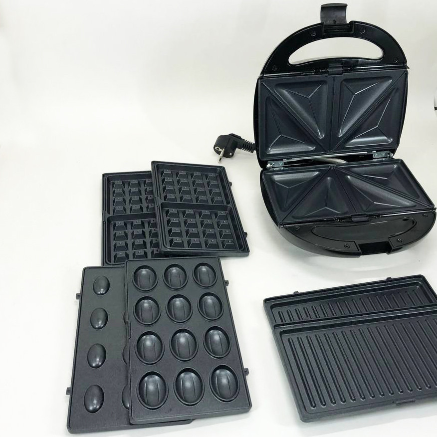 Електрична вафельниця настільна Domotec, Бутербродниця 4 в 1 для офісу, Притискний електро гриль ZL-10 Київ - фото 19