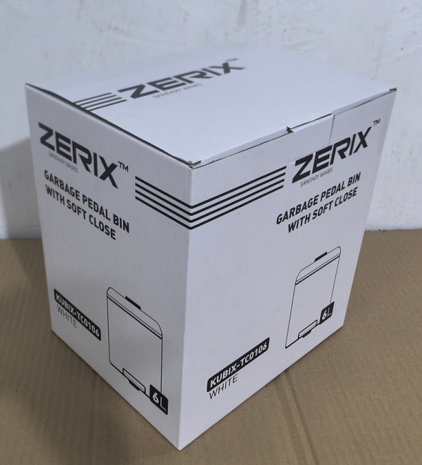 Ведро для мусора с плавным закрытием квадратное Zerix Kubix-TC0106 White 6 л (цвет белый) (ZX6109) Черновцы - изображение 8