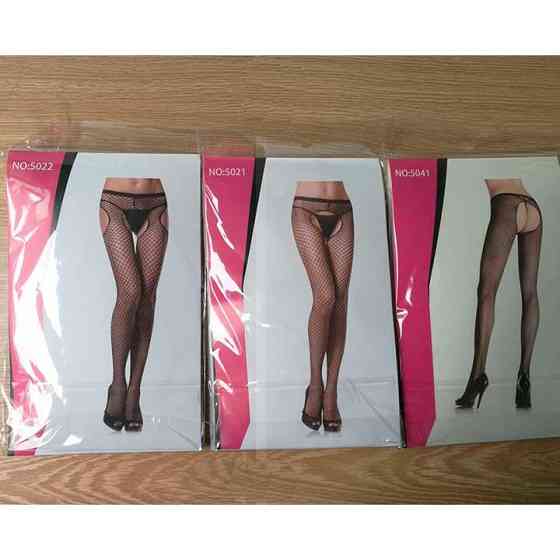 Колготы-чулки в крупную сетку с открытым доступом - Чёрный - S/M/L – Эротическое бельё Винница