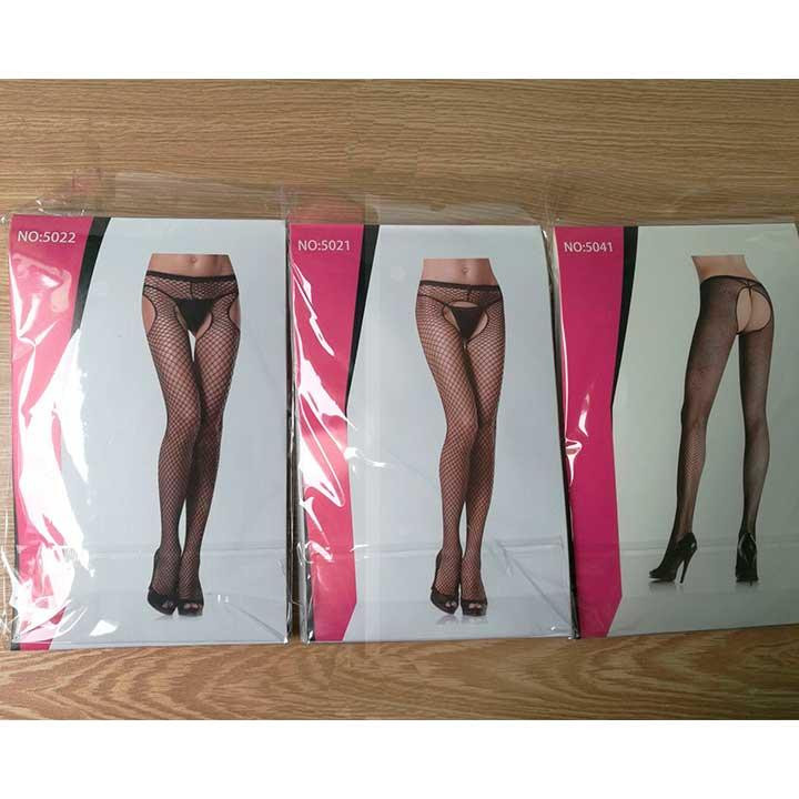 Колготы-чулки в крупную сетку с открытым доступом - Чёрный - S/M/L – Эротическое бельё Винница - изображение 3