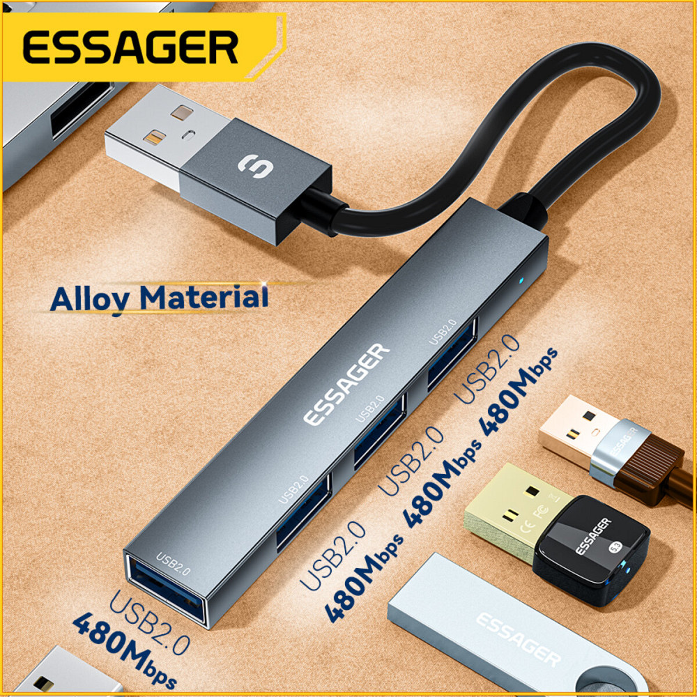 Хаб Essager Fengyang 4 in 1 Splitter (USB-A port)  grey (EHBA04-FY0G-P) Киев - изображение 5