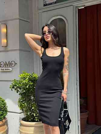 Женское базовое летнее платье турецкий рубчик Черный, 42/44 Одесса