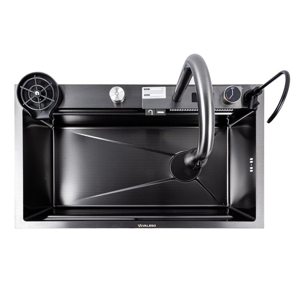 Кухонна мийка VALESO Handmade "Водоспад" 75*45G PVD чорний декор Коломия - фото 6