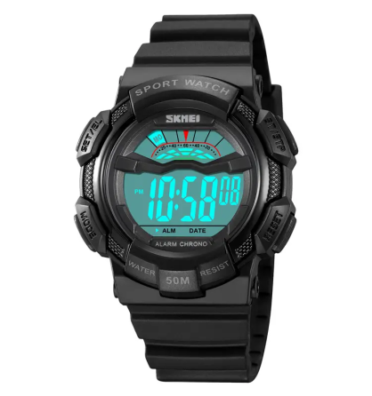 Чоловічий спортивний годинник Skmei 2153 (Чорний з білим циферблатом) Вінниця